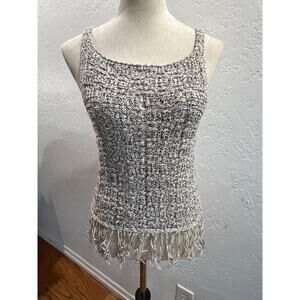 Primark Fringe Knit Tank Top Women’s Medium Textured Sleeveless Gray